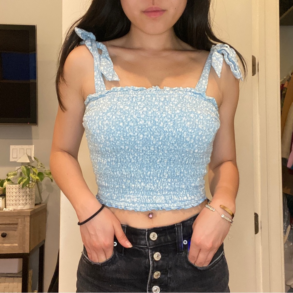 Abercrombie & Fitch baby blue summer smocked tube top